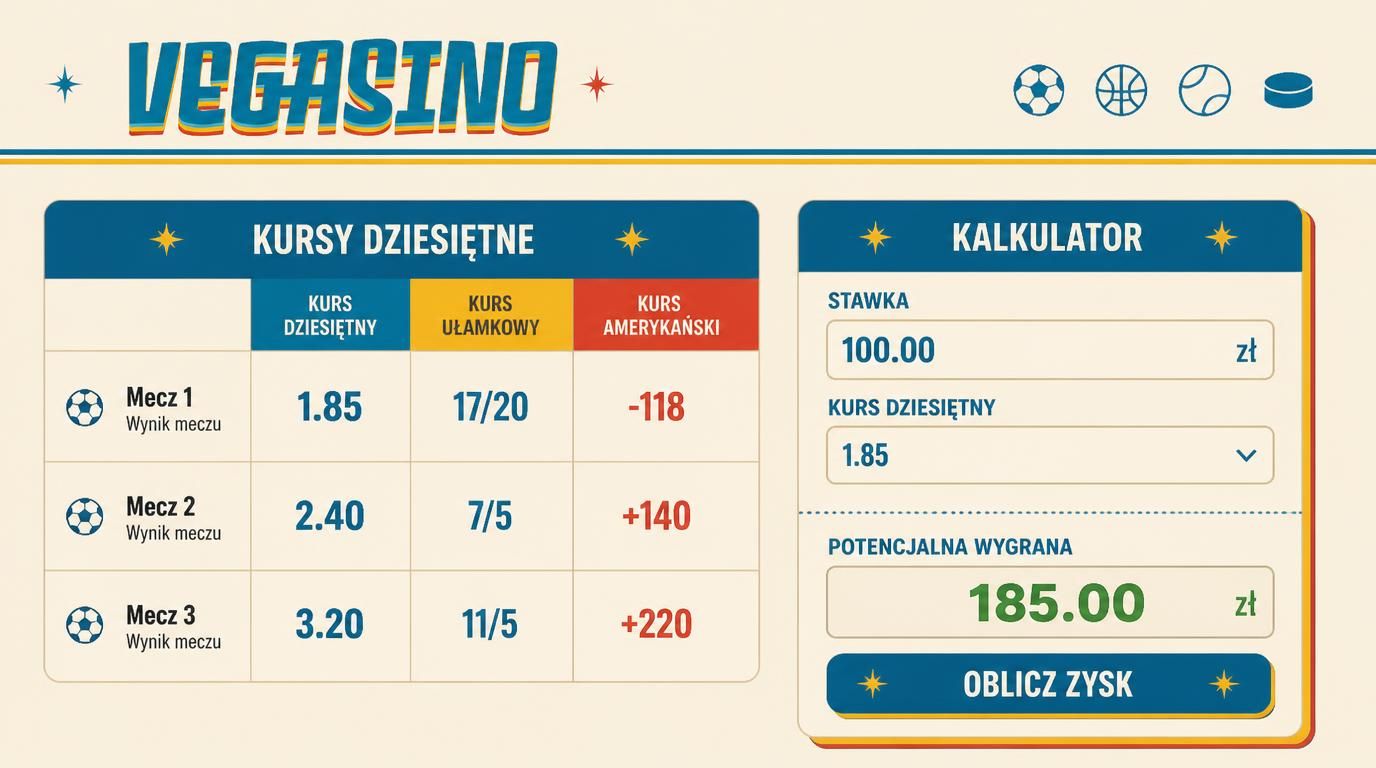 Różne formaty kursów i kalkulator zakładu