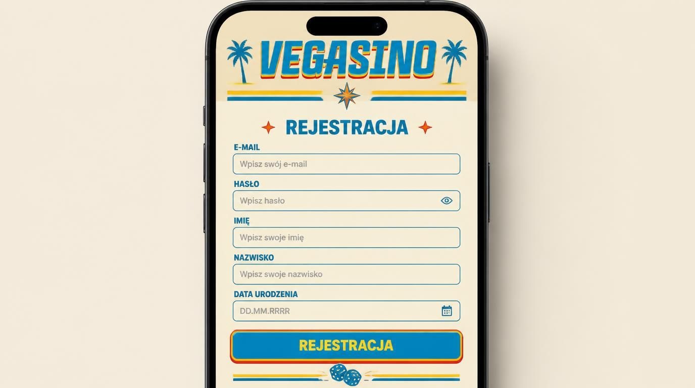 mobilna rejestracja vegasino – ekran smartfona z formularzem 